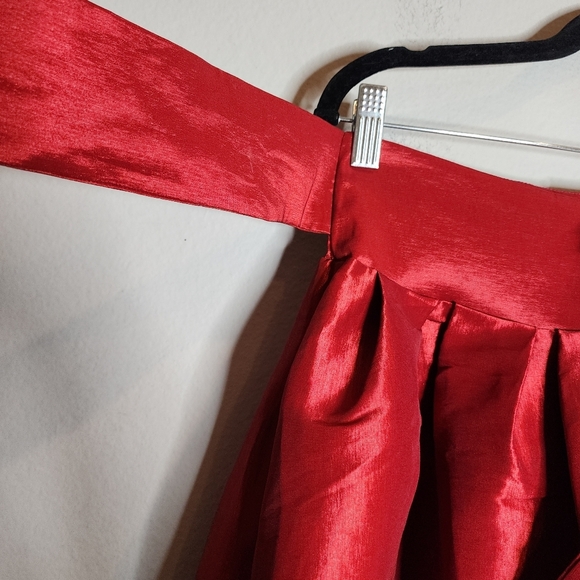 NWT Varga Red Pleated Hi Low Belted Stretch Taffeta Skirt Size Large - Picture 10 of 16